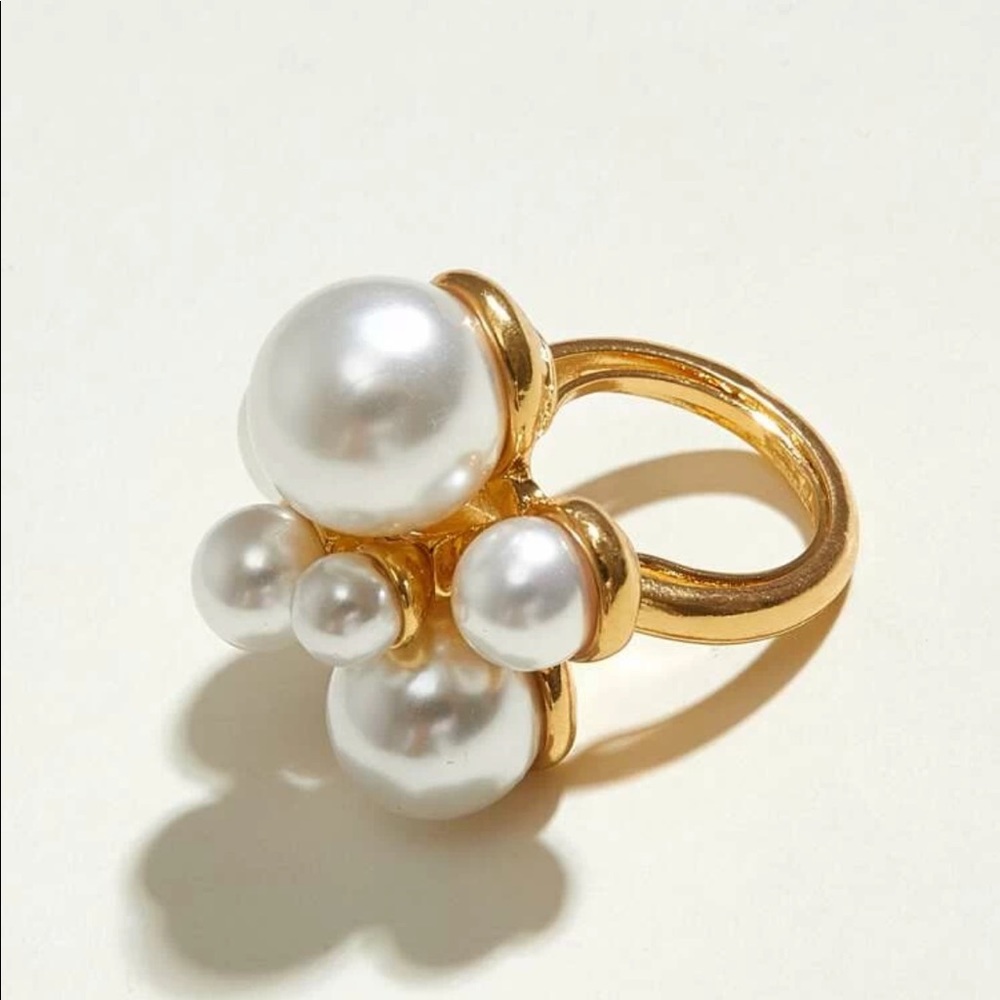 Faux Pearl Gold Ring